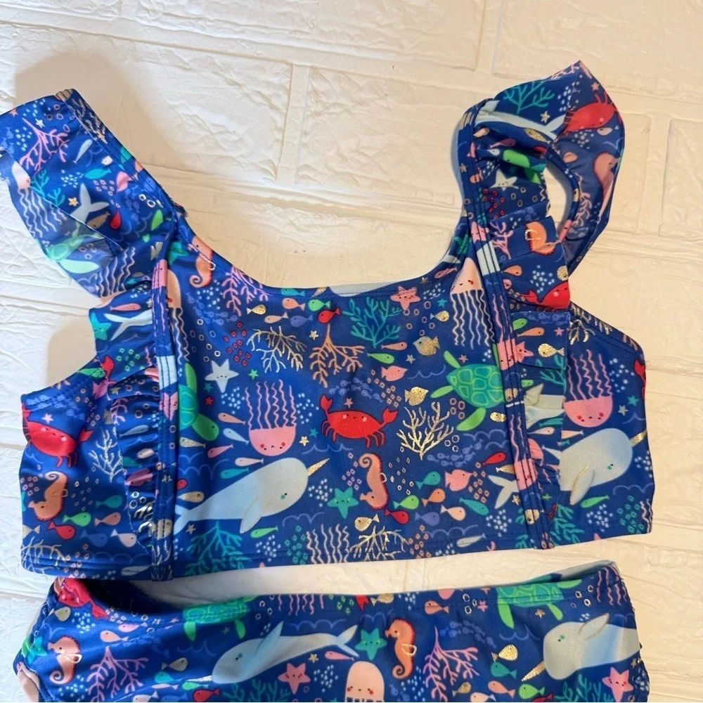 Cat & Jack Kids Blue Sea Life Swim Set Size L (10/12)